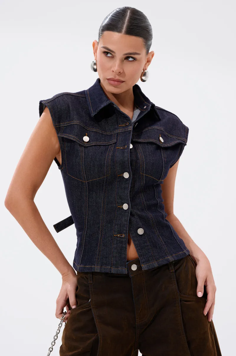 LILY DENIM BUTTON DOWN sold by AKIRA product image thumbnail 5