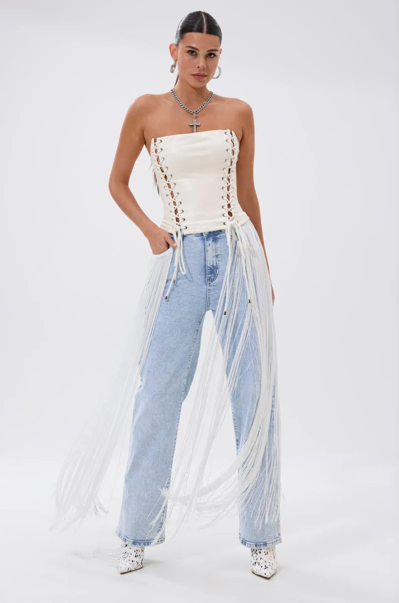 FLYING AWAY FRINGE DENIM sold by AKIRA product image thumbnail 4