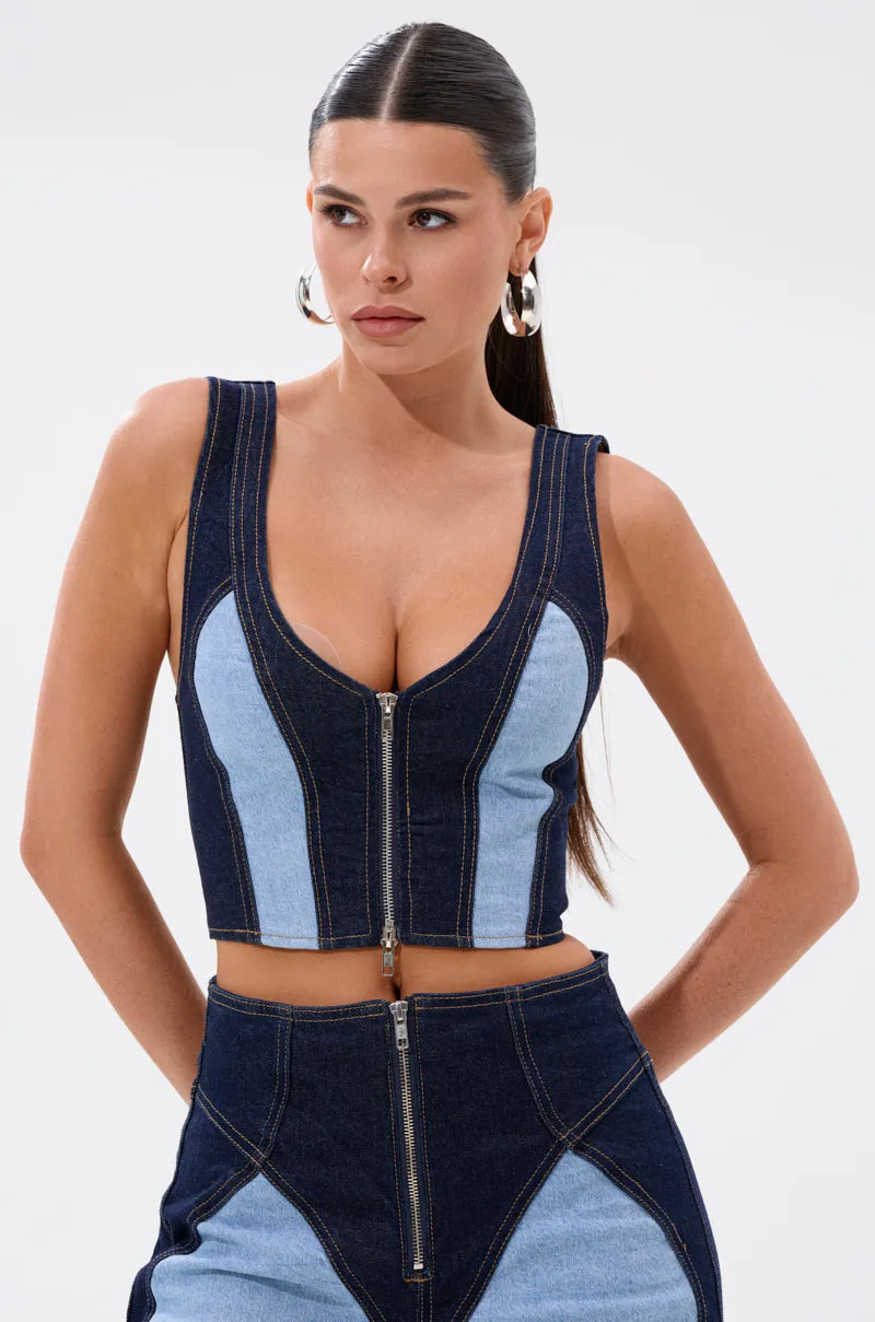 FIRST CLASS DENIM CORSET sold by AKIRA product image thumbnail 2