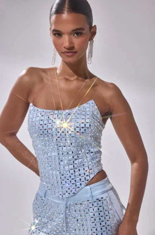 LILA EMBELLISHED SATIN CORSET sold by AKIRA