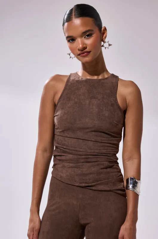 CHOCOLATE HEAVEN SUEDE BLOUSE sold by AKIRA