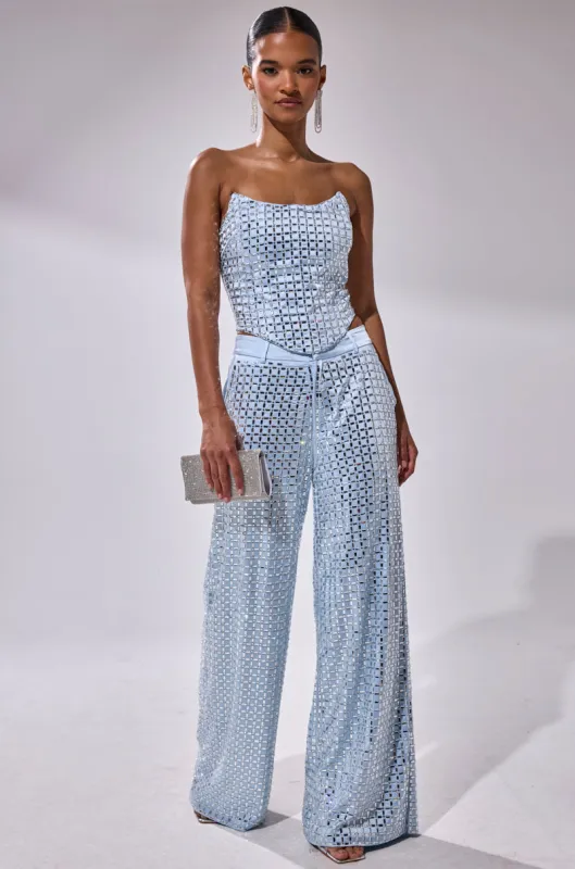 LILA EMBELLISHED SATIN TROUSER sold by AKIRA