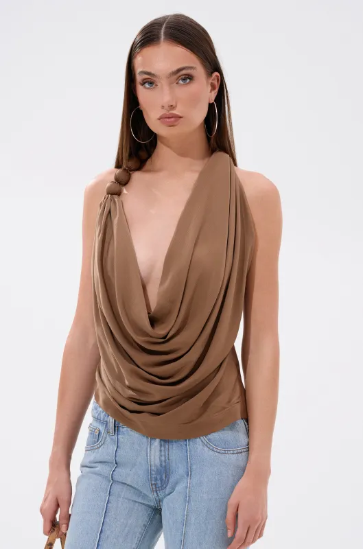 LEXI SATIN COWL NECK BLOUSE sold by AKIRA