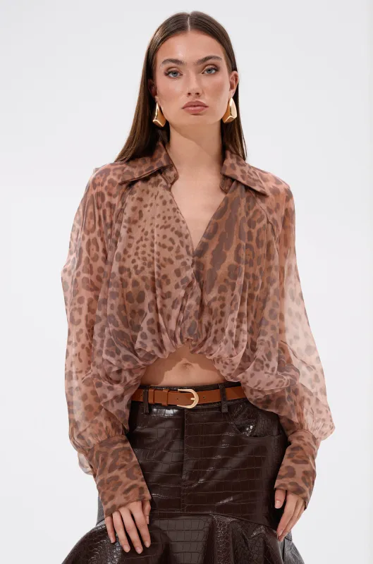 WILD SPIRIT HIGH LOW SHEER BLOUSE sold by AKIRA