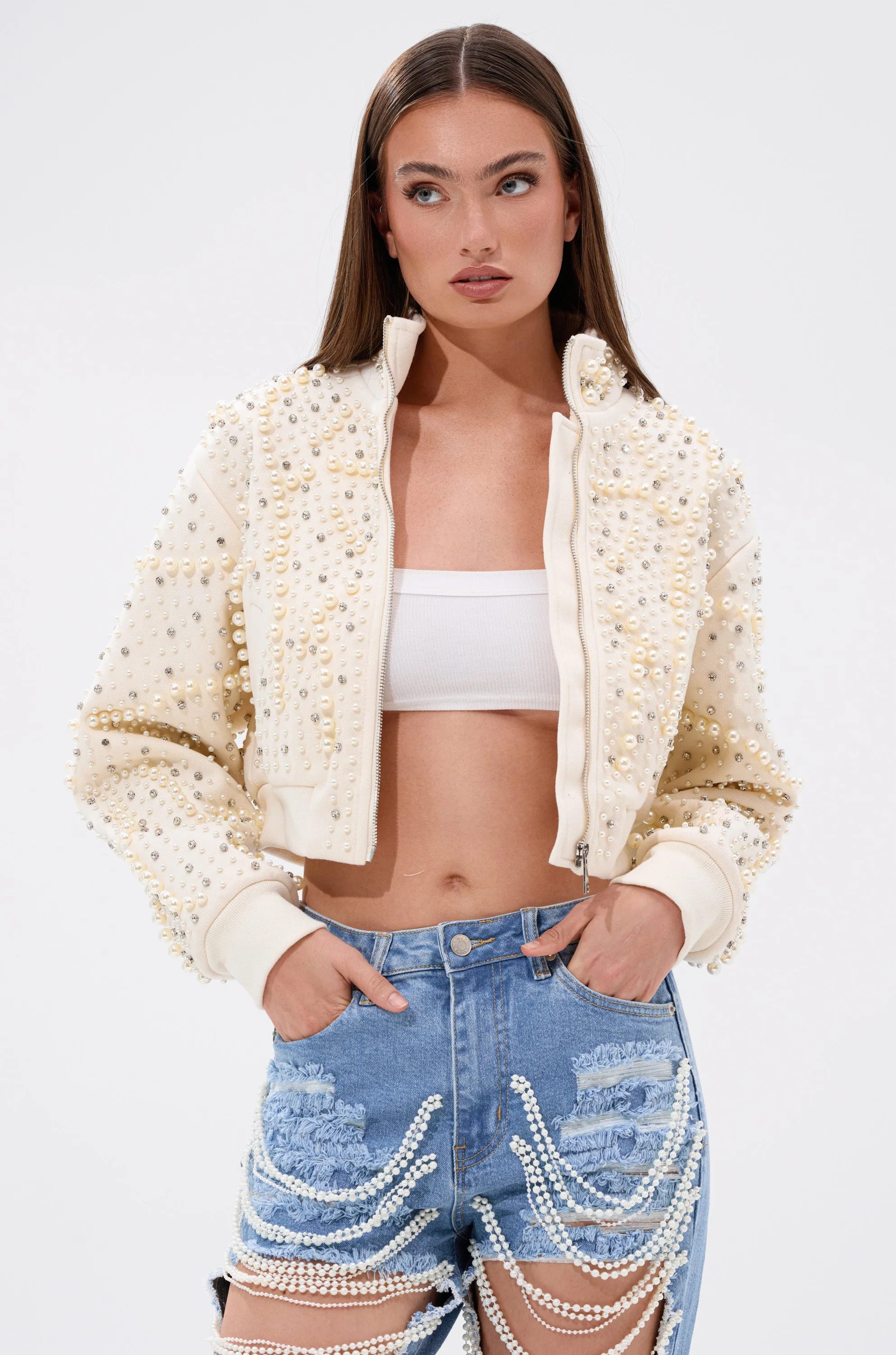 GOODIE TWO SHOES EMBELLISHED BOMBER sold by AKIRA product image thumbnail 3