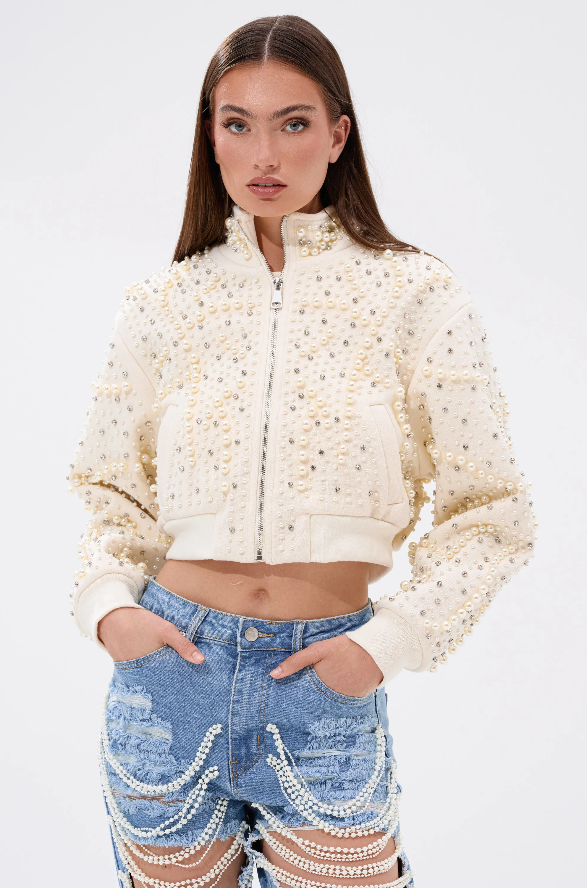 GOODIE TWO SHOES EMBELLISHED BOMBER sold by AKIRA product image thumbnail 5