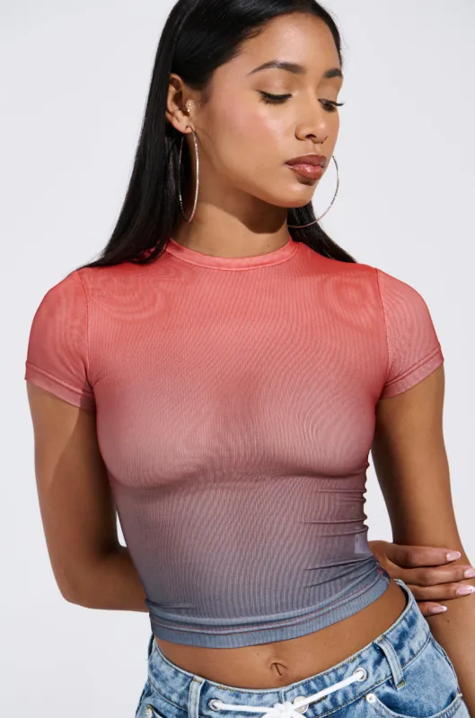 DID IT AGAIN OMBRE MESH TSHIRT sold by AKIRA