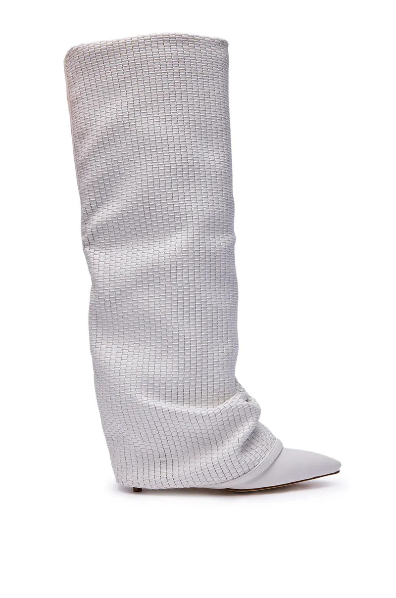AZALEA WANG BRETANGE WOVEN PU FOLD OVER BOOT IN WHITE sold by AKIRA product image thumbnail 4
