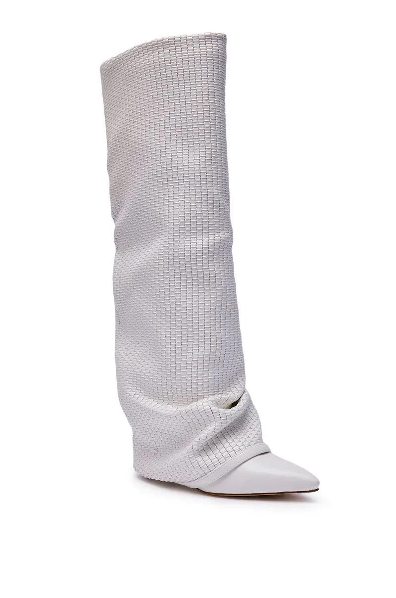 AZALEA WANG BRETANGE WOVEN PU FOLD OVER BOOT IN WHITE sold by AKIRA product image thumbnail 5