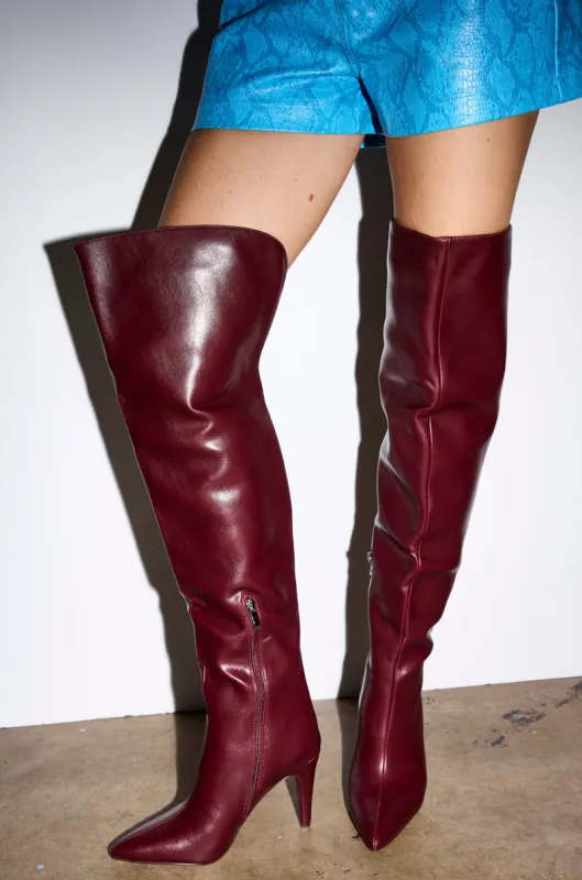 AZALEA WANG BEAUCOUP BURGUNDY OVER THE KNEE BOOT sold by AKIRA