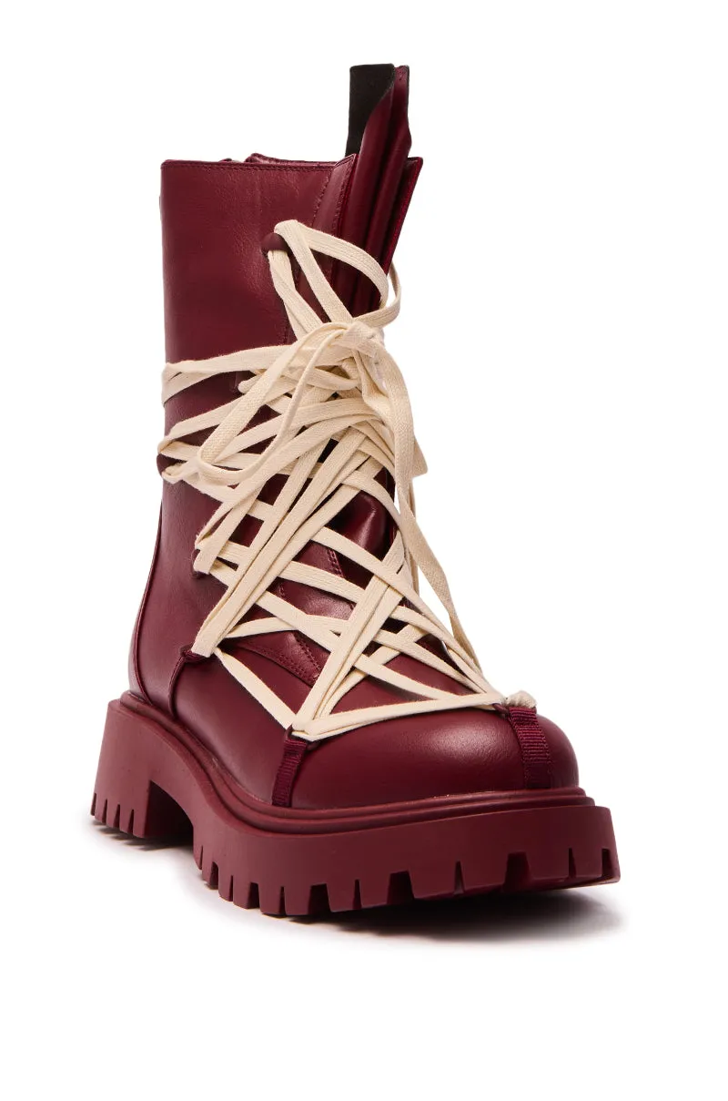 AZALEA WANG ARJUN BURGUNDY LACE DETAIL BOOTIE sold by AKIRA product image thumbnail 4