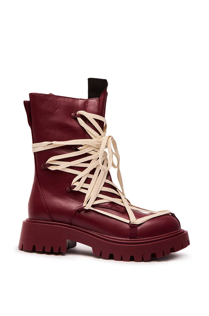 AZALEA WANG ARJUN BURGUNDY LACE DETAIL BOOTIE sold by AKIRA product image thumbnail 3