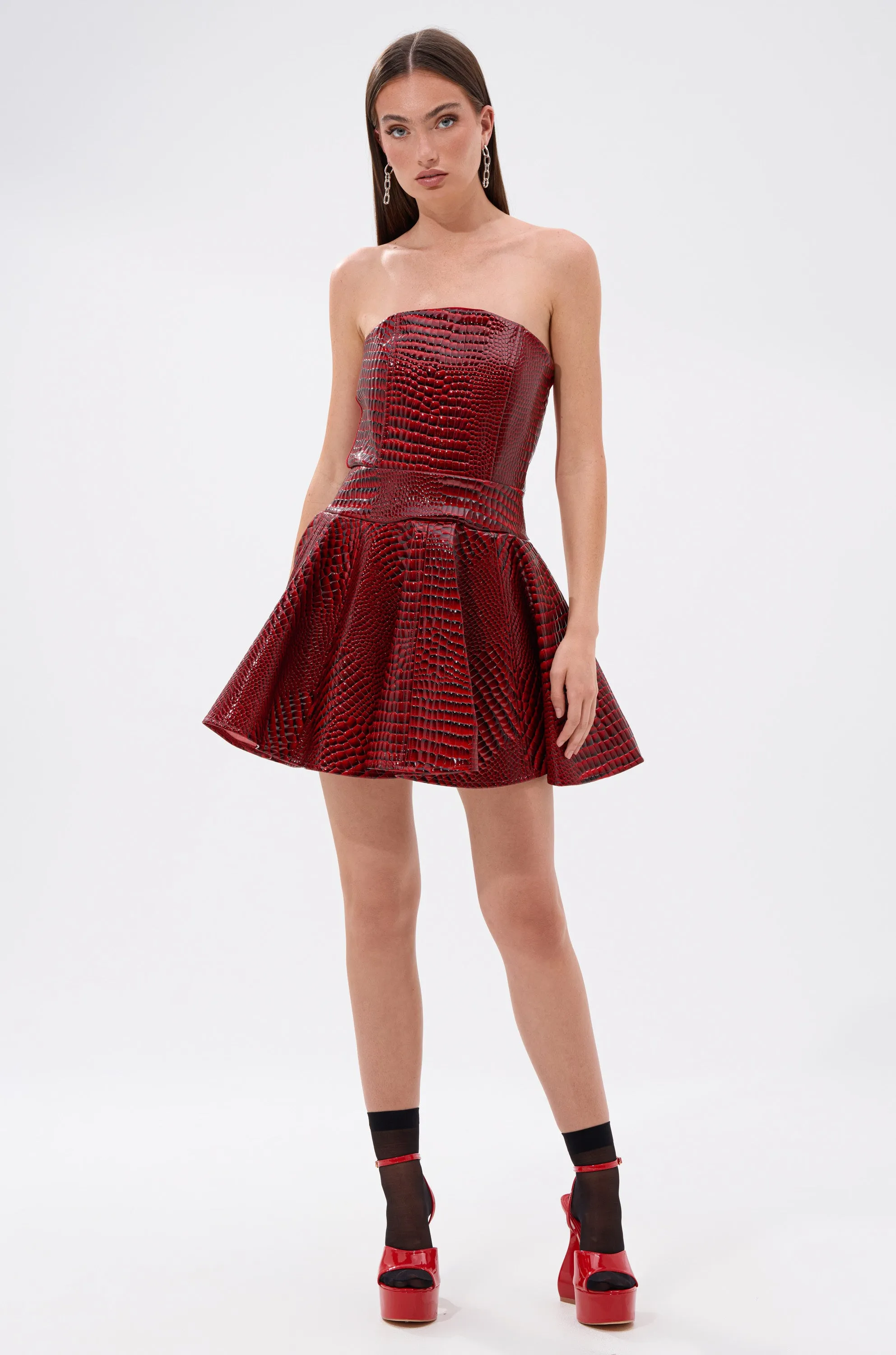VAL PU MINI DRESS IN CROC PRINT sold by AKIRA product image thumbnail 4