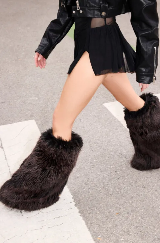 AZALEA WANG LISBOA BROWN FUR FOLD OVER BOOT sold by AKIRA