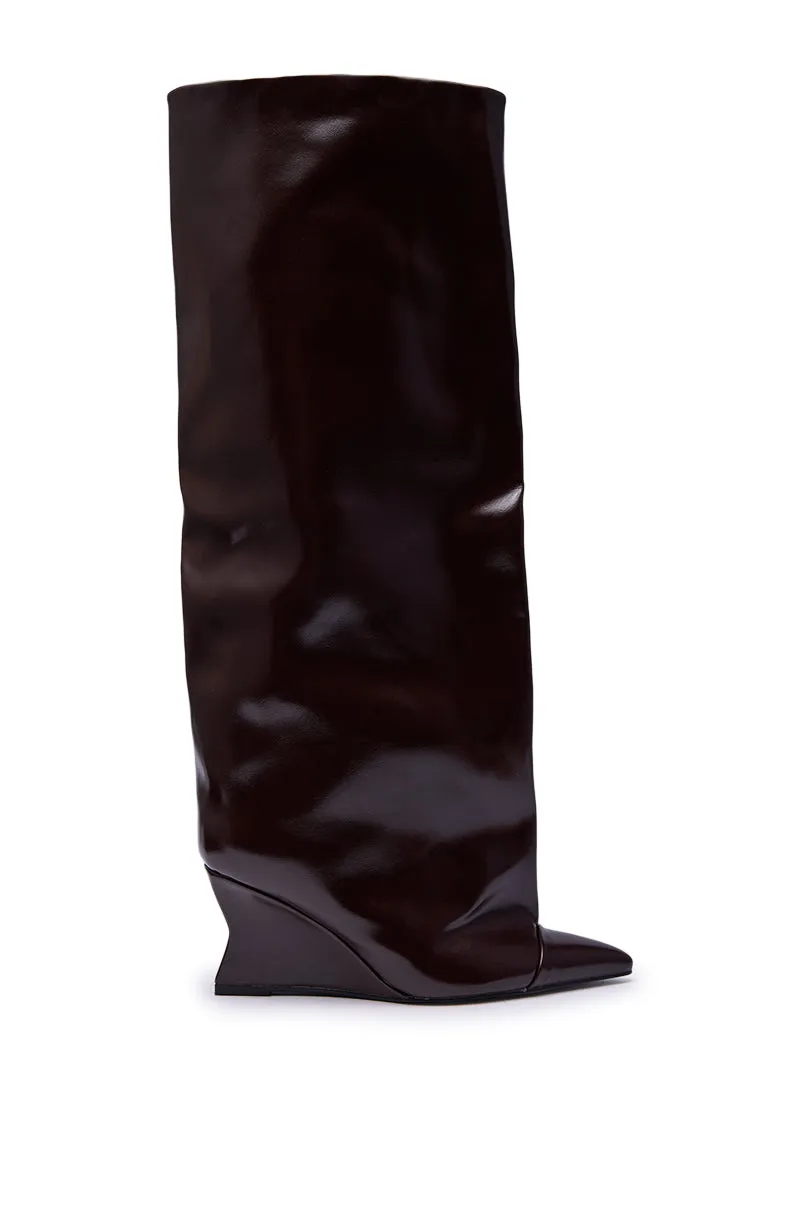 AZALEA WANG KENYA BROWN KNEE HIGH WEDGE BOOT sold by AKIRA product image thumbnail 4