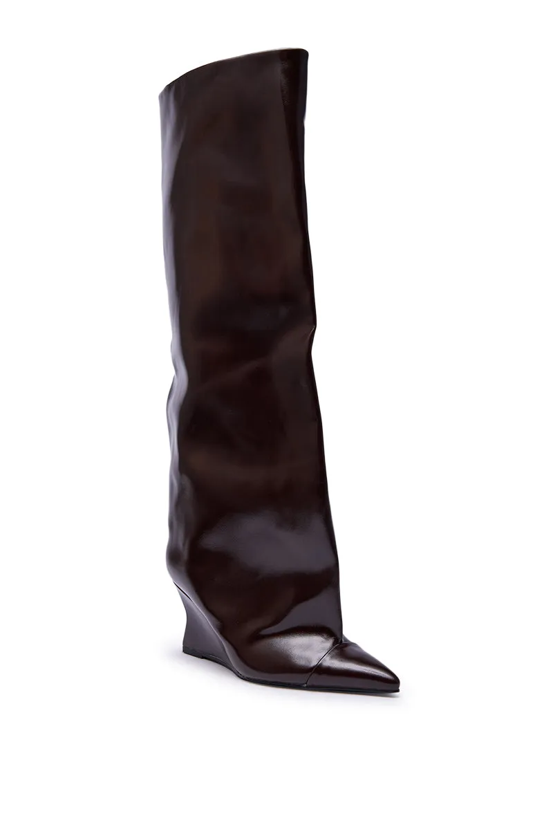AZALEA WANG KENYA BROWN KNEE HIGH WEDGE BOOT sold by AKIRA product image thumbnail 5
