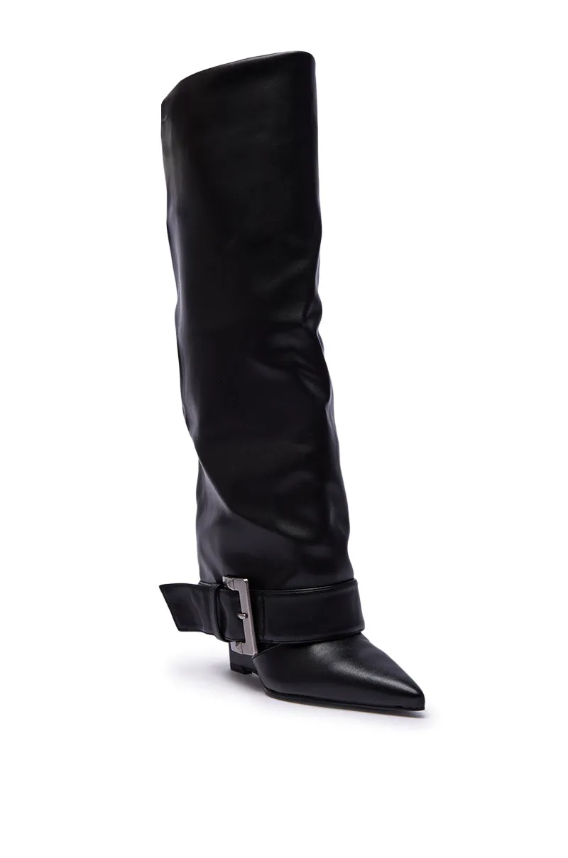 AZALEA WANG ANTONINA BLACK WEDGE PU BOOT sold by AKIRA product image thumbnail 5