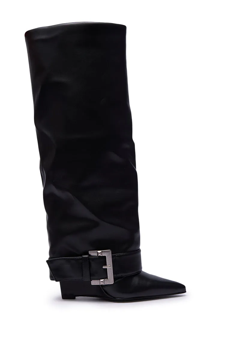 AZALEA WANG ANTONINA BLACK WEDGE PU BOOT sold by AKIRA product image thumbnail 4