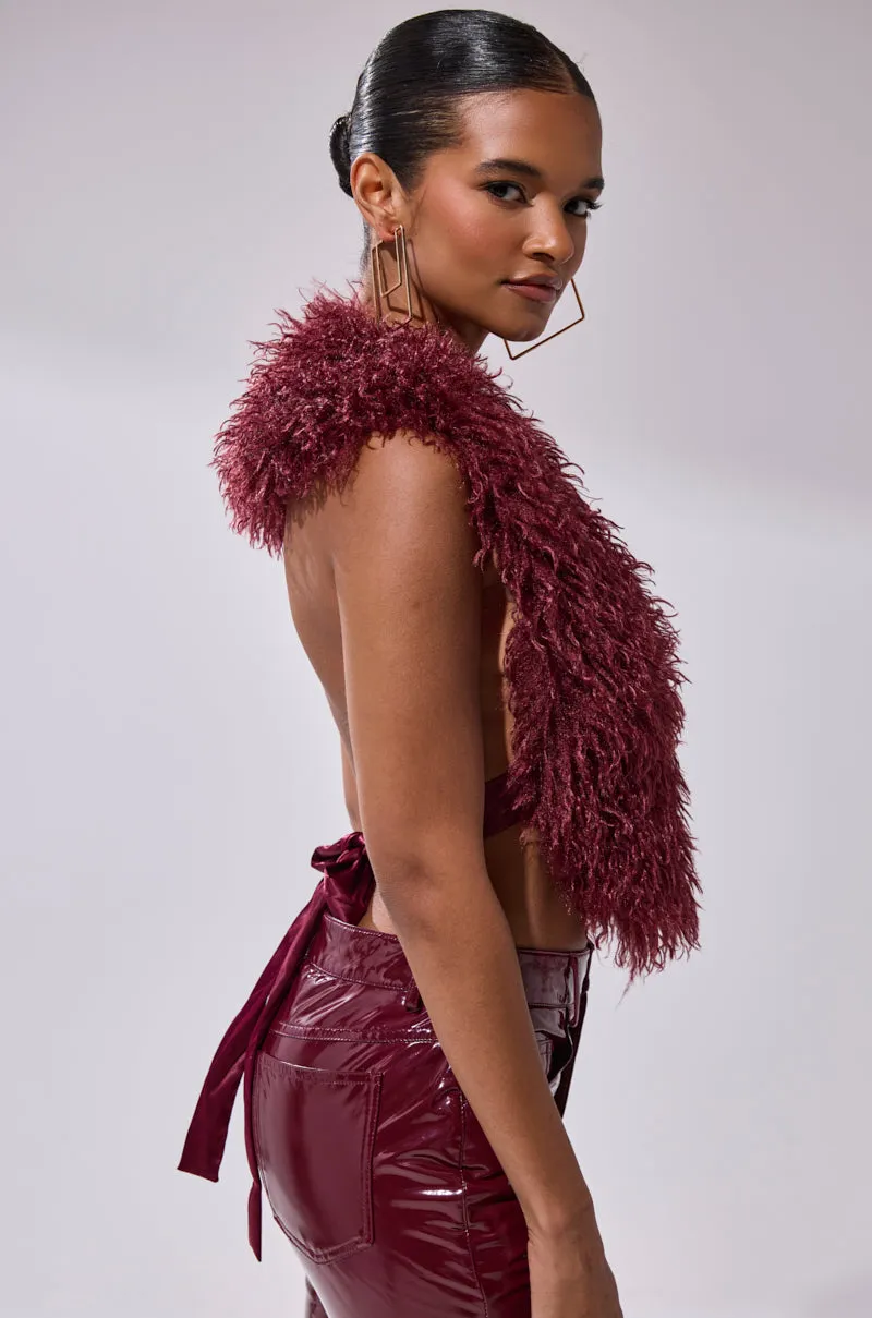 TARA FAUX FUR HALTER TOP sold by AKIRA product image thumbnail 4