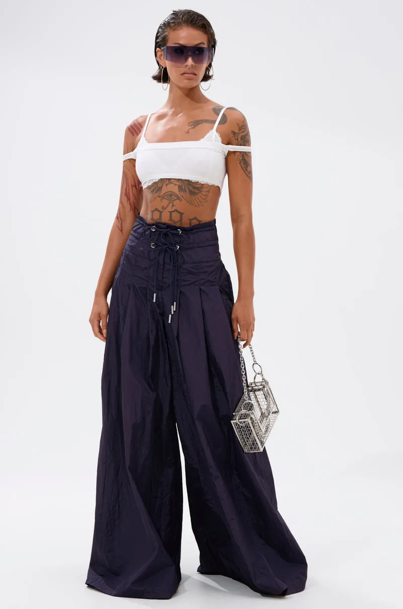DANCE THE NIGHT AWAY DENIM PALAZZO PANT sold by AKIRA