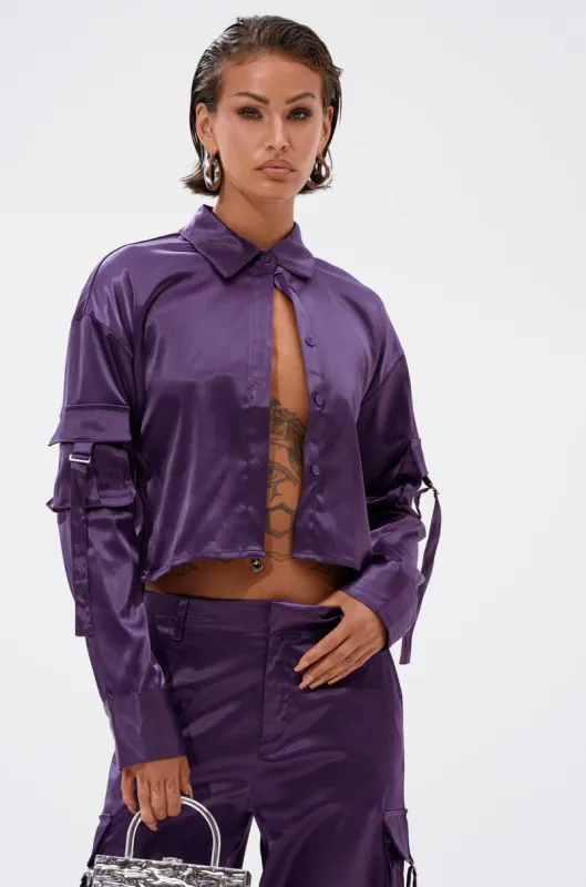 MAYBE ITS YOU SATIN BUTTON DOWN sold by AKIRA