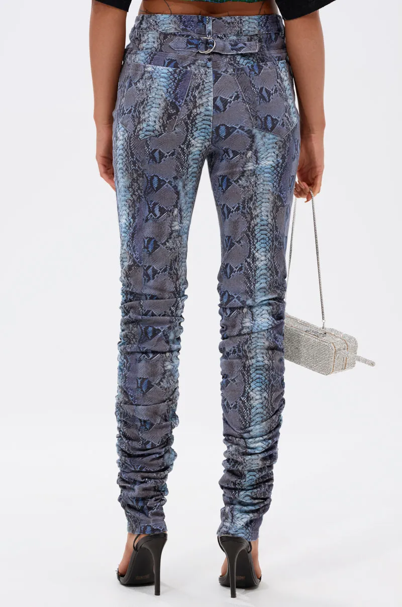 DAYS END RUCHED STACKED SNAKE SKINNY DENIM sold by AKIRA product image thumbnail 3