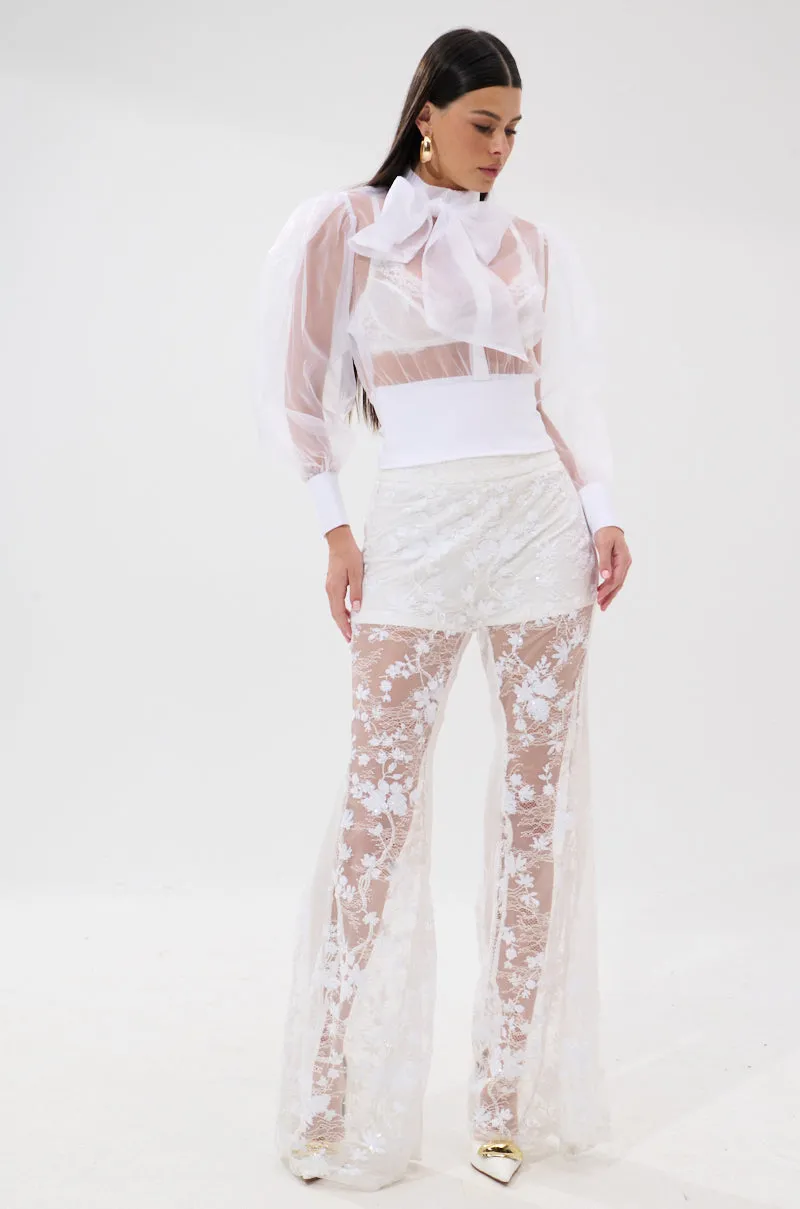 DANCE AND SHAKE BLOUSE WITH BOW IN WHITE sold by AKIRA product image thumbnail 5