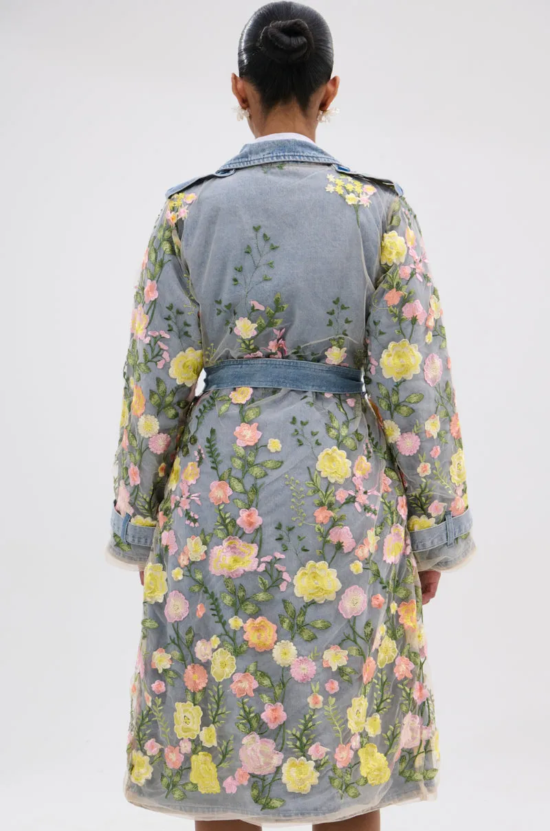 LIFE IN COLOR FLORAL DENIM TRENCH sold by AKIRA product image thumbnail 5