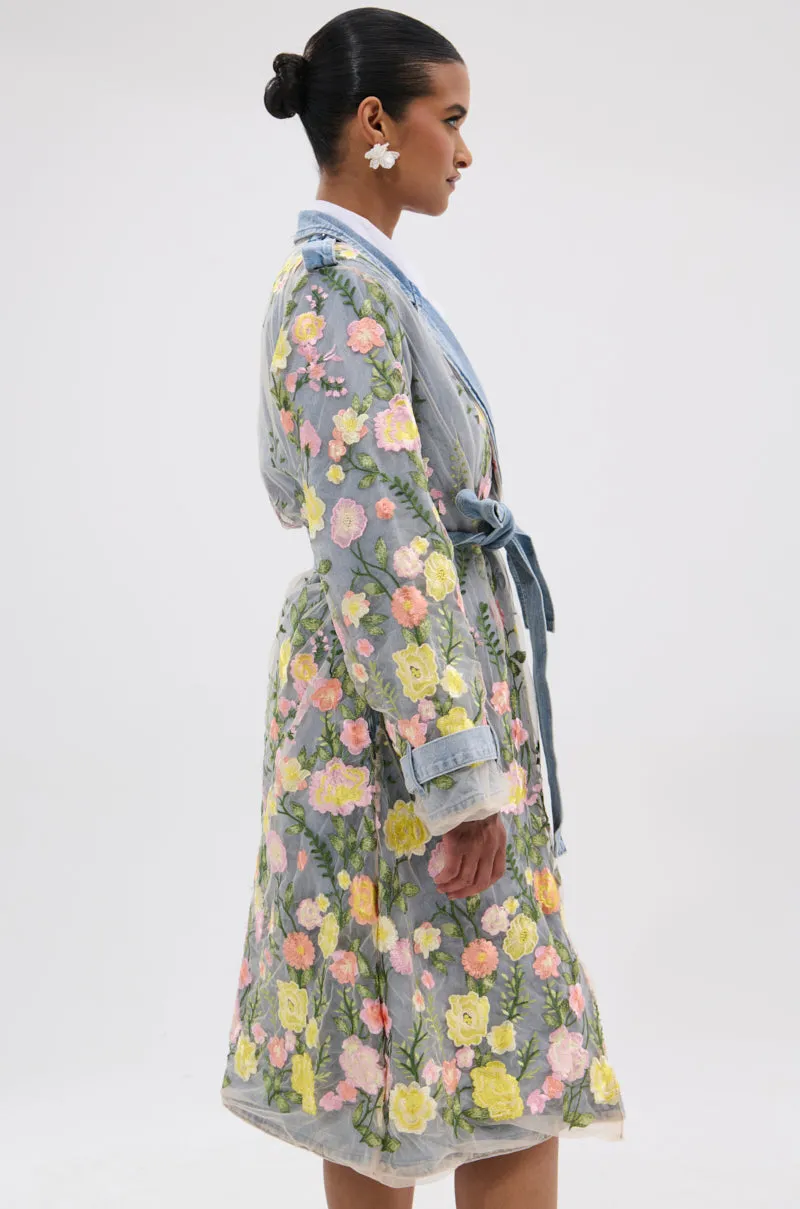 LIFE IN COLOR FLORAL DENIM TRENCH sold by AKIRA product image thumbnail 4