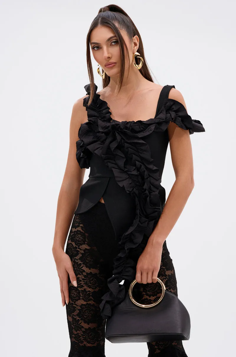 RUFFLES EVERYWHERE BANDAGE BLOUSE sold by AKIRA product image thumbnail 3