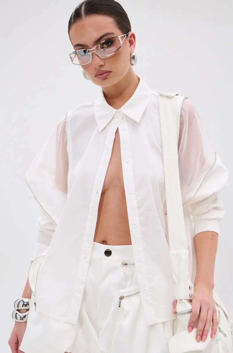 UNZIP ME BLOUSE IN WHITE sold by AKIRA product image thumbnail 2