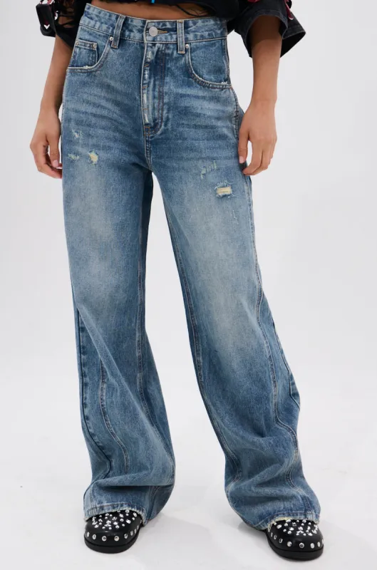 LEILA WIDE LEG JEANS sold by AKIRA