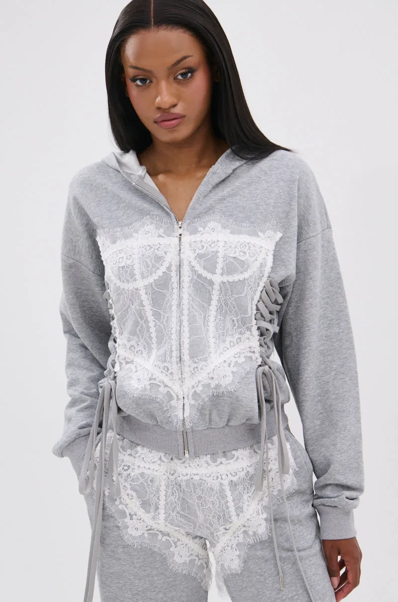 MAYBE NEXT TIME OVERSIZED SWEATSHIRT WITH LACE DETAILS sold by AKIRA product image thumbnail 3