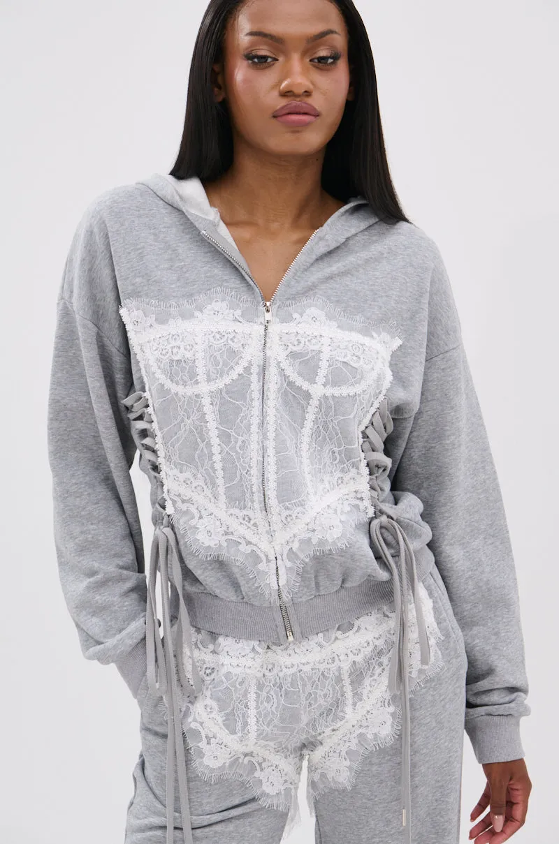 MAYBE NEXT TIME OVERSIZED SWEATSHIRT WITH LACE DETAILS sold by AKIRA