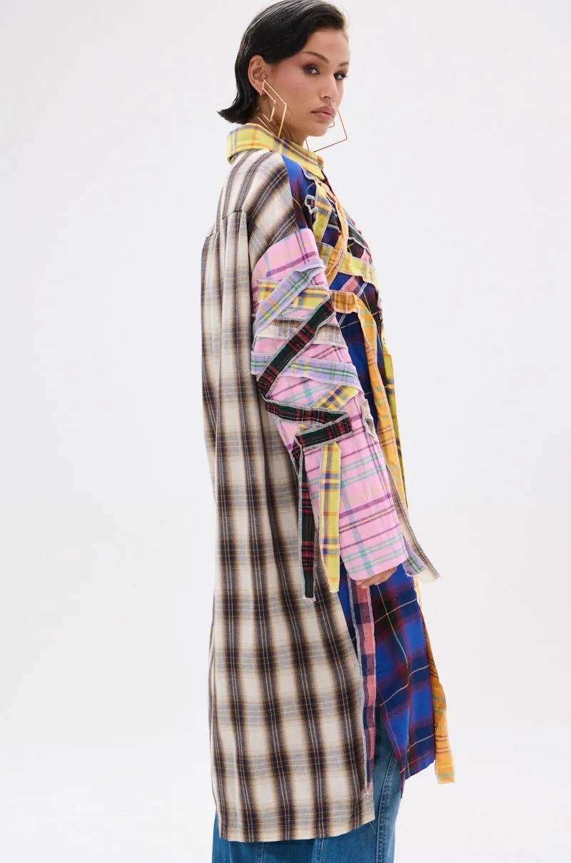 DONT EVEN MIXED PLAID LONG BUTTON DOWN sold by AKIRA product image thumbnail 5