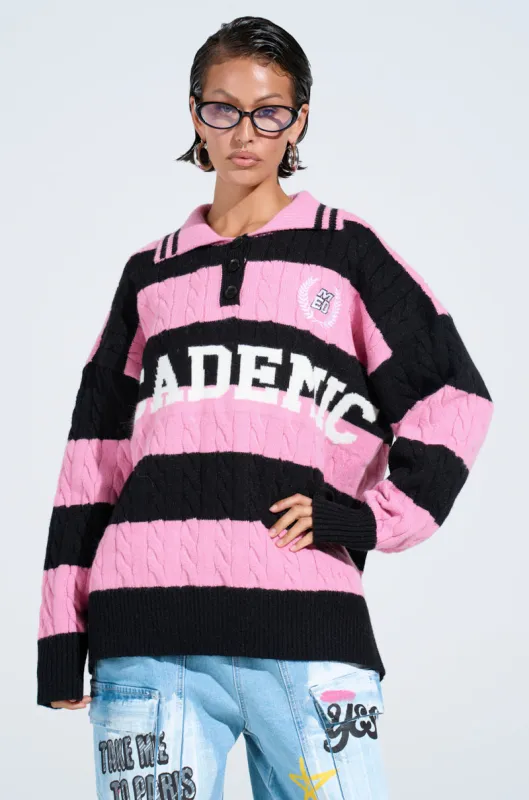 ACADEMIC STRIPE SWEATER sold by AKIRA