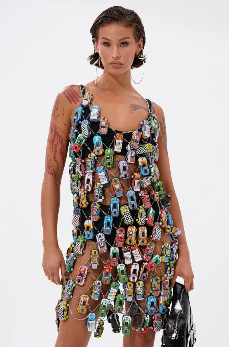 CAN'T CATCH ME CAR CHAIN MINI DRESS sold by AKIRA