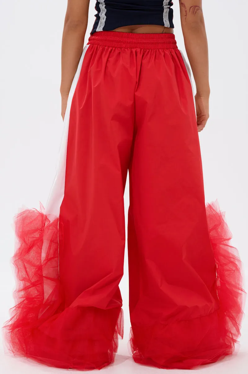 FEELING LIKE A BOSS TRACK PANT WITH TULLE TRIM IN RED sold by AKIRA product image thumbnail 4