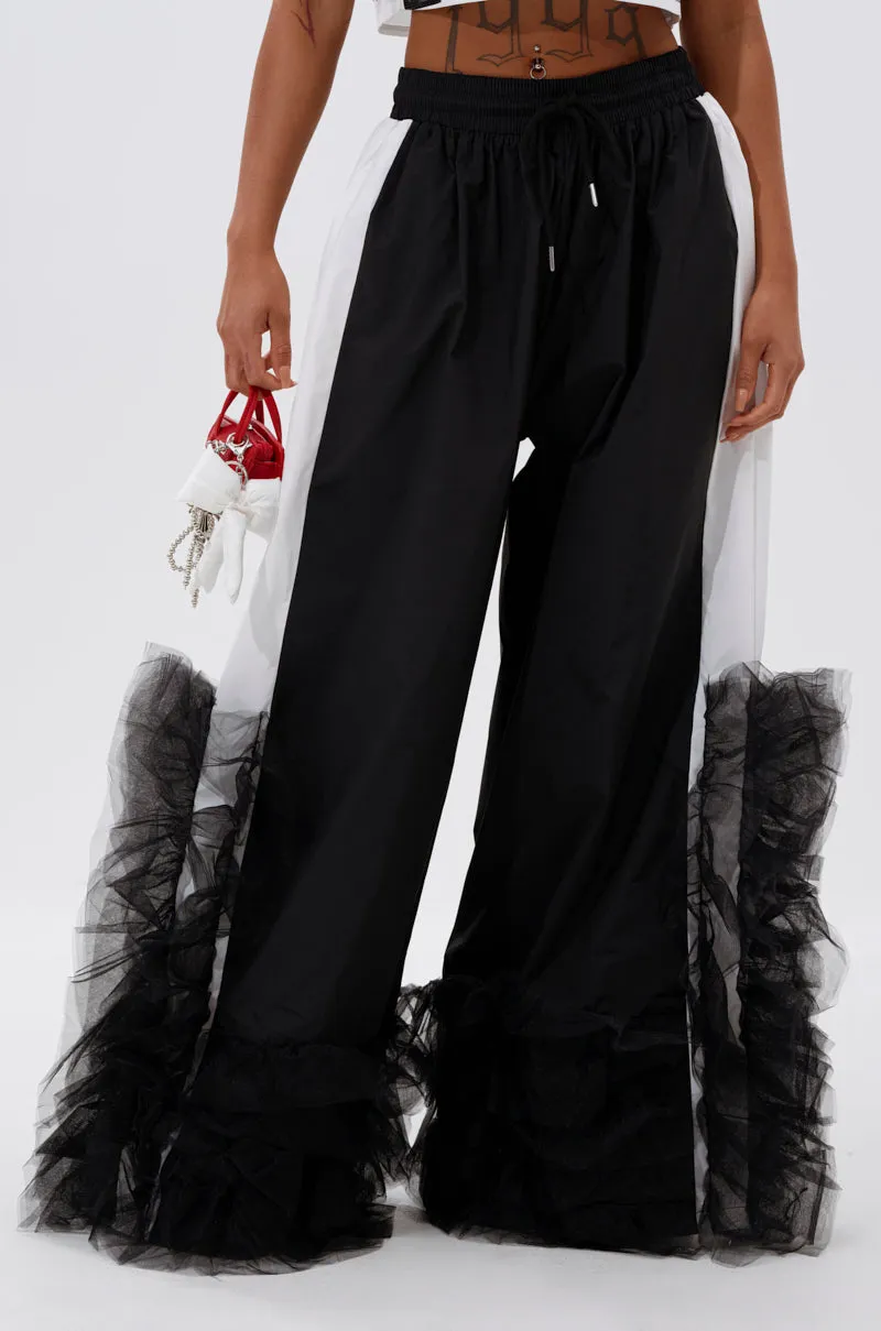 FEELING LIKE A BOSS TRACK PANT WITH TULLE TRIM sold by AKIRA