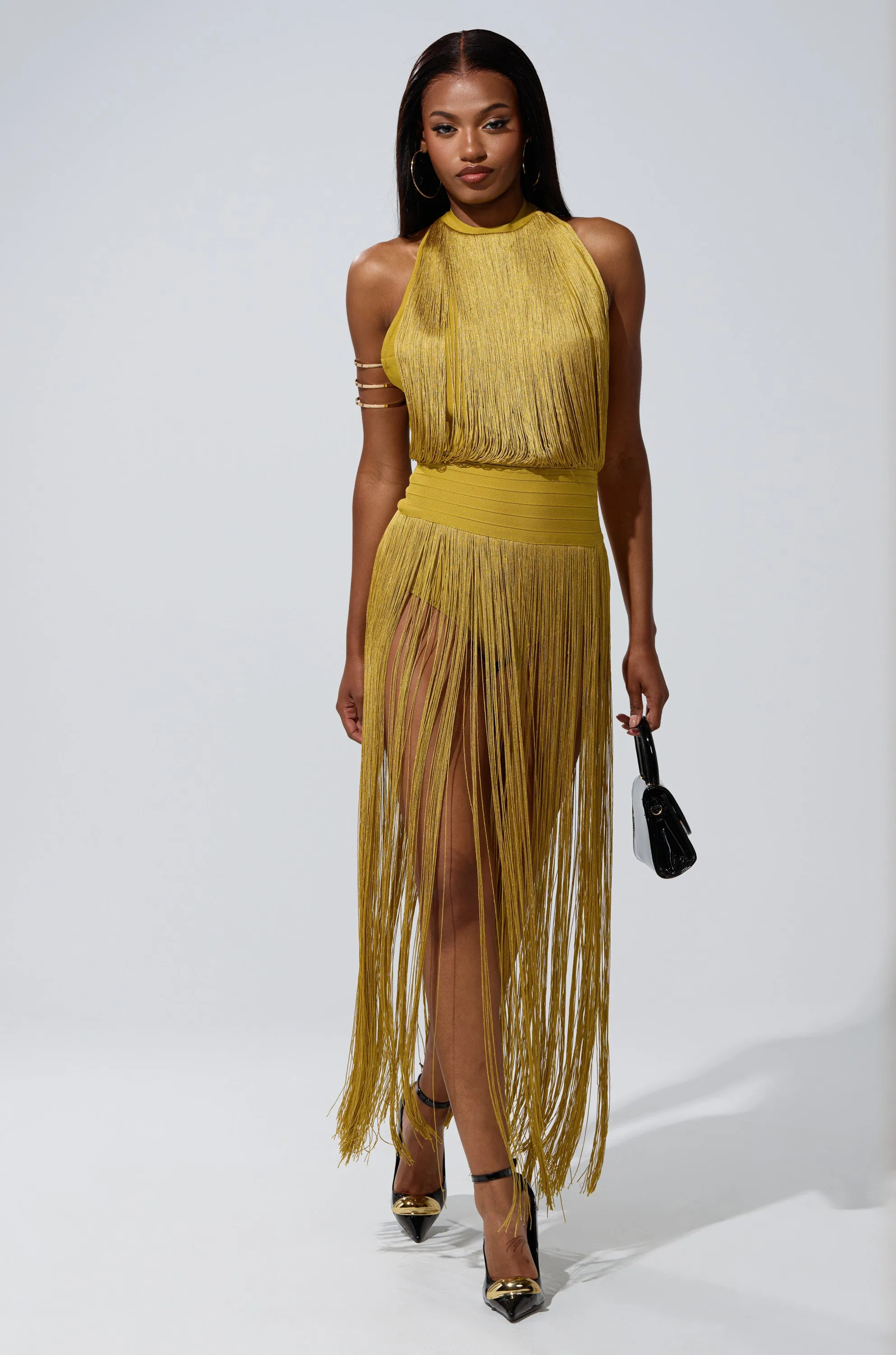 RENEE FRINGE ROMPER IN GREEN sold by AKIRA product image thumbnail 5