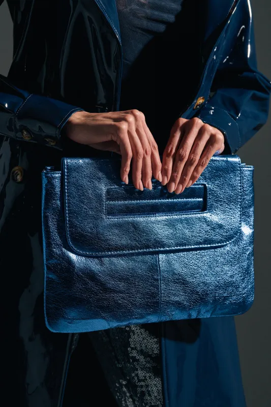 COSMIC COBALT OVERSIZED CLUTCH made by AKIRA