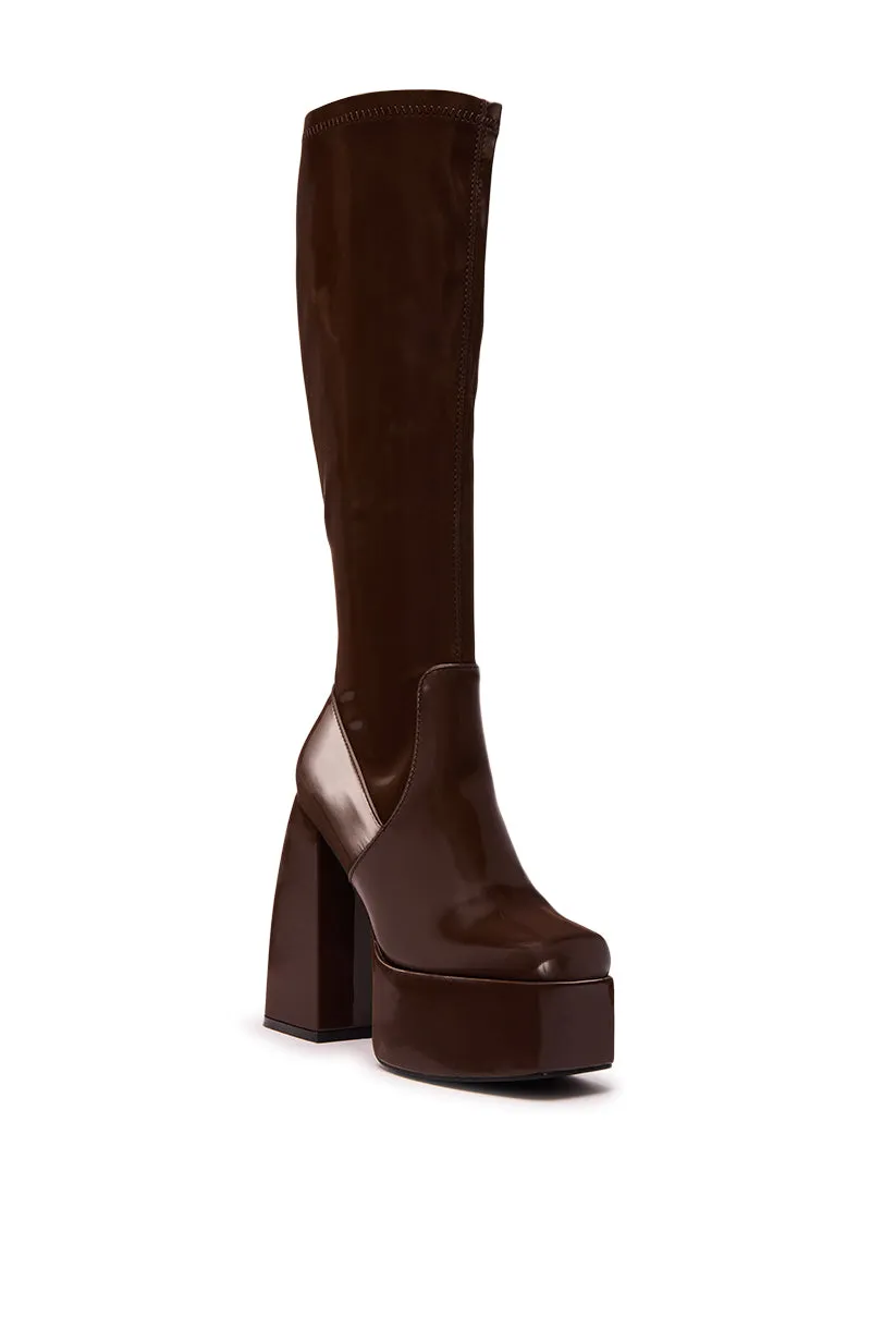 AZALEA WANG AURON BROWN LIQUID LUXE PLATFORM BOOT sold by AKIRA product image thumbnail 5