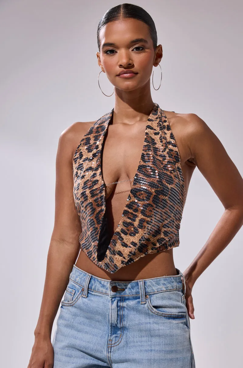 CHEETAH GIRLY COWL NECK TOP sold by AKIRA product image thumbnail 4