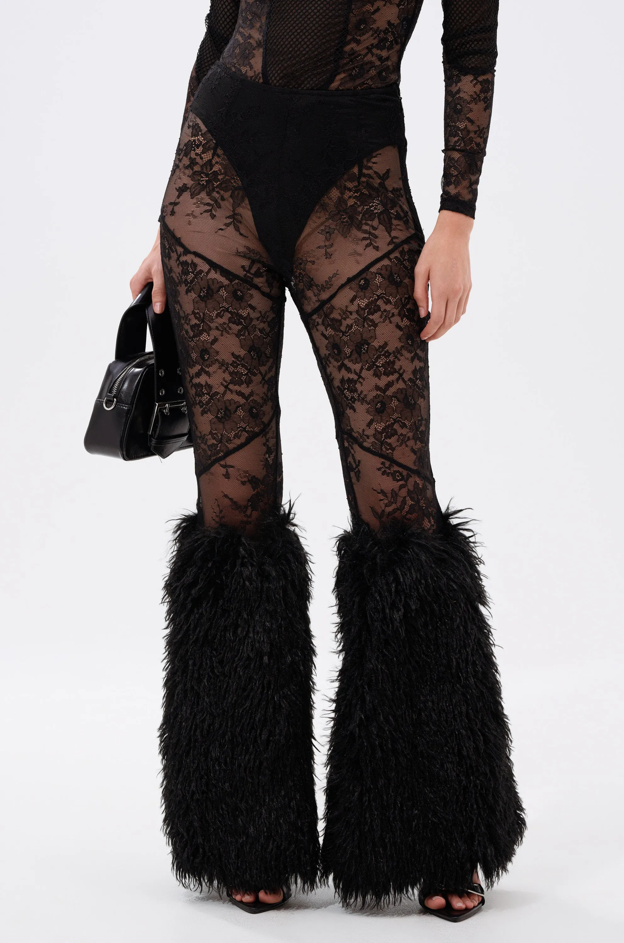 FEELING GOOD LACE LEGGING WITH FUR TRIM sold by AKIRA product image thumbnail 4