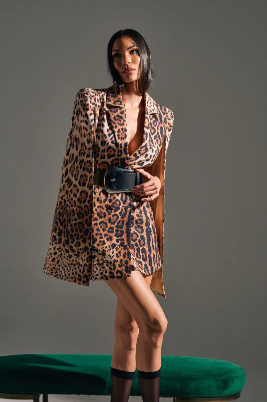 AMINAH LEOPARD PRINT BLAZER DRESS sold by AKIRA