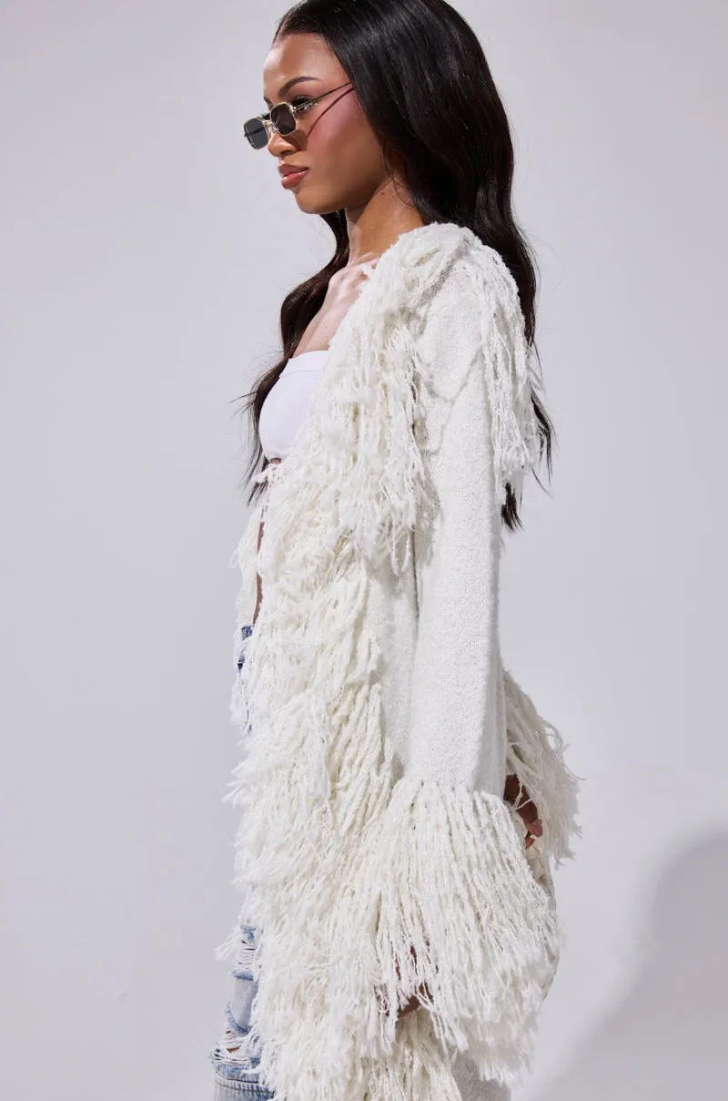 BURRR IT'S COLD OUTSIDE FRINGE OVERSIZED SWEATER IN IVORY sold by AKIRA product image thumbnail 5