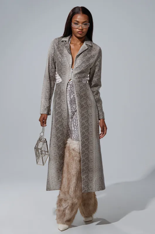LILA CUTOUT TRENCH sold by AKIRA