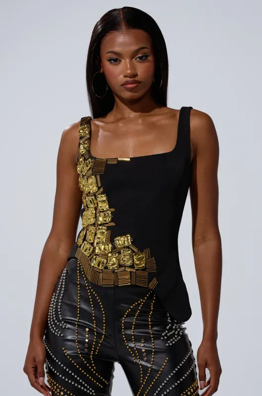 HAND BEADED LUX BLOUSE sold by AKIRA