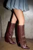 AZALEA WANG AGUSTUE BURGUNDY STUDDED WESTERN BOOT sold by AKIRA