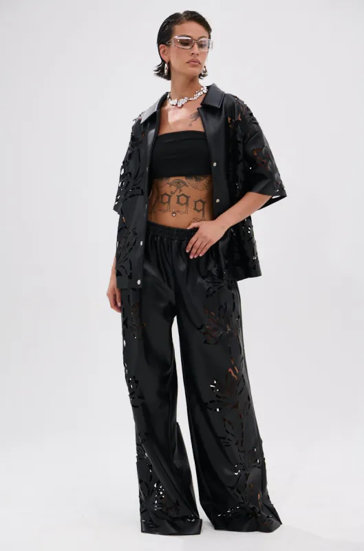 GOING CRAZY PU CUTOUT PALAZZO PANT sold by AKIRA